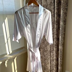 Elegant White Satin Robe-Never Used